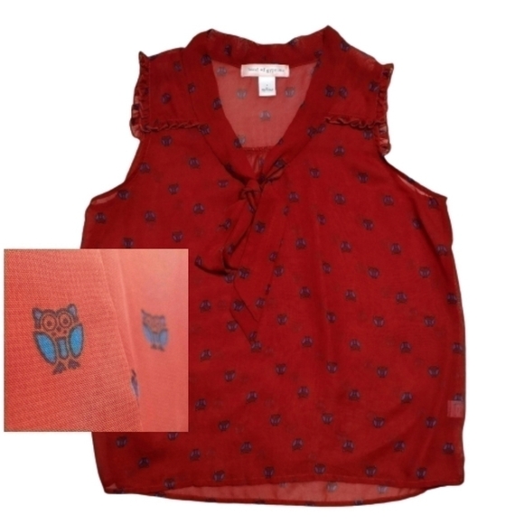 Band of Gypsies Red Sheer Ruffle Blouse - Picture 3 of 12